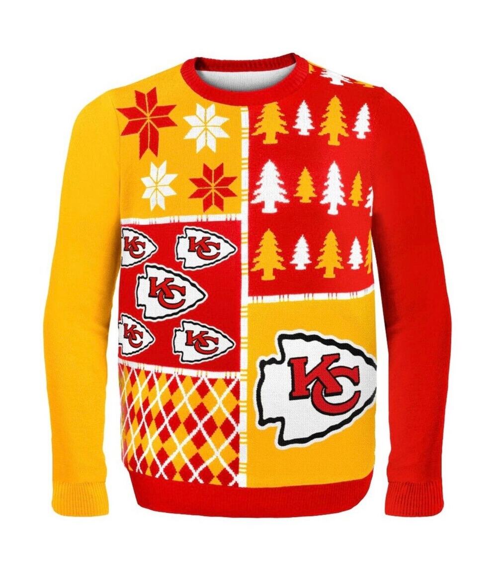 NFL Red Yellow Kansas City Chiefs Football Ugly Christmas Sweater Size Medium